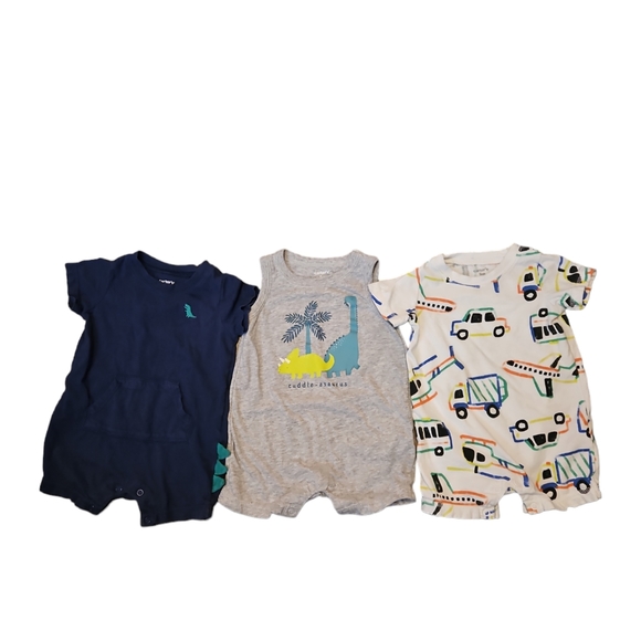 Carter's Other - Carter's baby boy lot short-sleeved tank top rompers dinosaur cars size 9 months